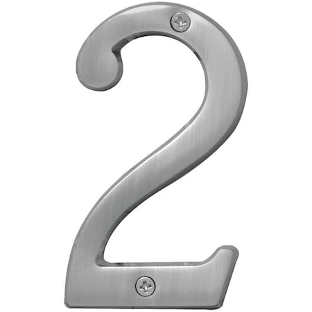 Hy-Ko Prestige Series House Number, Character: 2, 4 in H Character, Nickel Character, Solid Brass BR-43SN/2