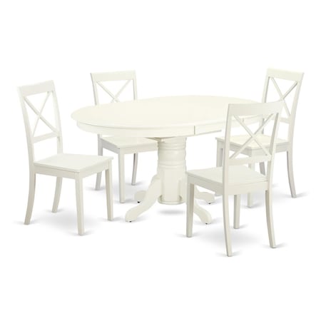 East West Furniture 5 Piece Dining Set, Linen White, 5PK AVBO5-LWH-W