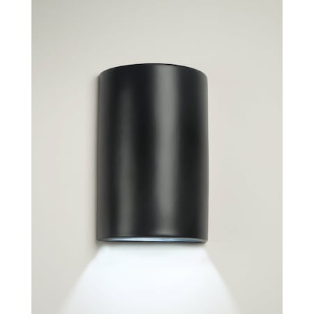 Luxury Lighting Gilly 15 in Ceramic Half Cylinder Outdoor Wall Light, Matte Black Paint Finish 103-00-MBP-ud-7