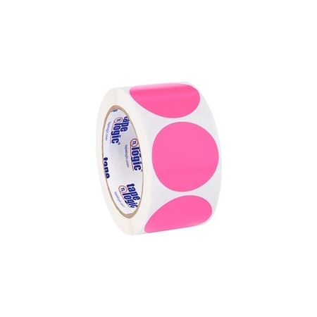 Bubblefast 2'' Fluorescent Pink Inventory Circle Labels BFDL613K