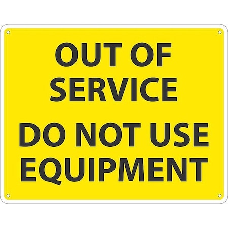 Accuform Plastic Sign 12X18 OUT OF SERVICE BK/YL PLQ849764KR02