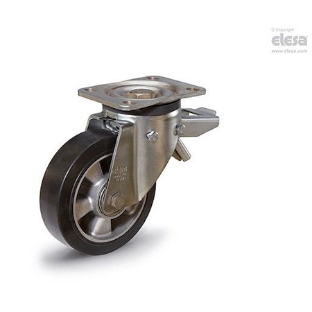 Elesa 452781 Medium-heavy duty castors Elastic rubber coating plate bracket, brake 452781