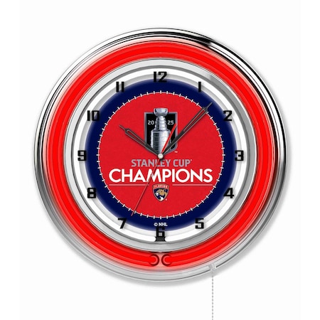 Holland Bar Stool Co Florida Panthers, 2025 Stanley Cup 19in Double Neon Wall Clock Clk19