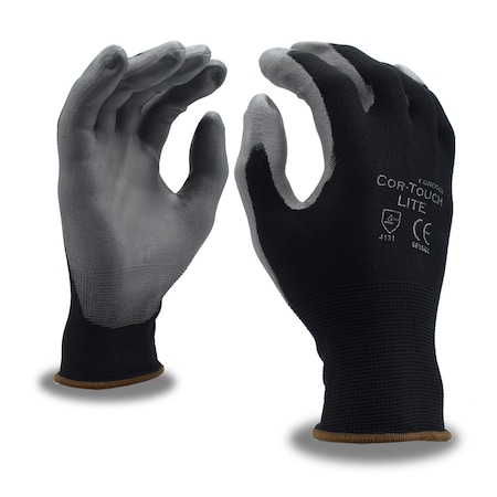 Cor-Touch Machine Gloves, 15 Ga, Black, PU, PK12 6895BXS
