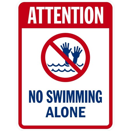 Lyle Attention No Swimming Alone with Graphic, 18x24, Engineer Grade, White G-10001-EG_18x24