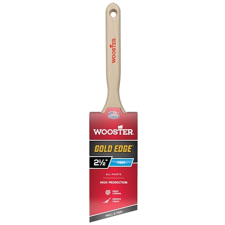 Wooster 2-1/2" Angle Sash Soft, Gold CT Polyester Bristle, Paint Brush, Wood Handle 5231-2 1/2