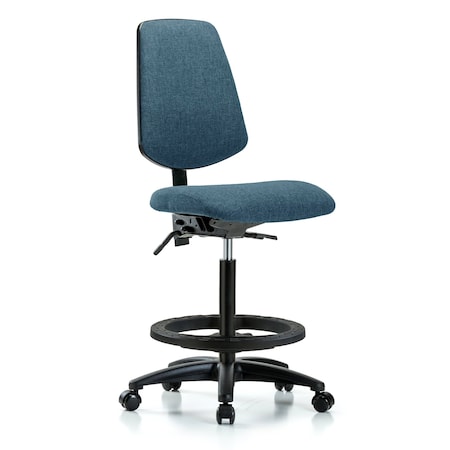 Blue Ridge Ergonomics Fab Hi Bench Chair, Med, Bk, BF, Cast, Blu, No Arms, 26" to 35-1/2" Height, Blue BR-FHBCH-MB-RG-T0-A0-BF-RC-F43