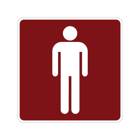 Sign Solutions Usa Men's Restroom (Symbol), 18 in W x Square, Aluminum Sign DUS12HWT1818RS-021