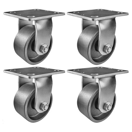 Hyw Products Heavy Duty Caster Set 4in Steel Wheels, 4 Rigid, 4PK 40-40R-A1-SS-4