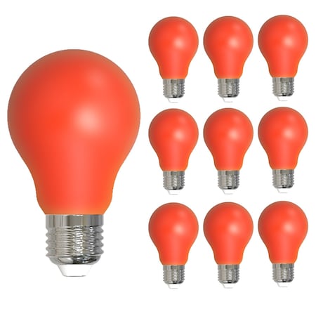 Bulbrite 25W Equivalent Ceramic Red Color A19 Weatherproof Outdoor E26 Medium Base FloodLED Light Bulb, 10PK 862312