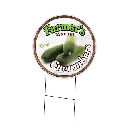 Signmission Farmers Market Cucumbers Double Sided Corrugated Plastic Circle Yard Sign, C-24-CIR-DS-WS-Cucumbers C-24-CIR-DS-WS-Cucumbers