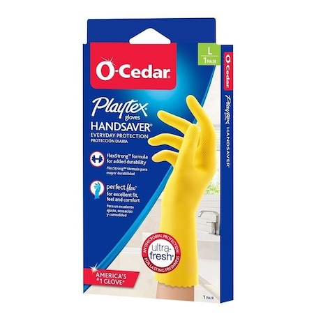 O-Cedar Playtex HandSaver Reusable Gloves, L, Latex/Neoprene/Nitrile, Yellow 163673