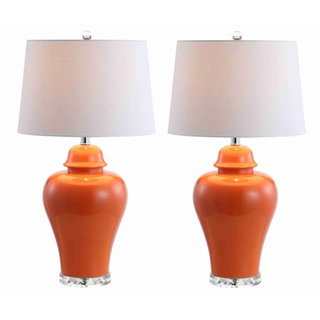 Jonathan Y Winnie 27" Ceramic Urn LED Table Lamp, Orange, 2PK JYL4020B-SET2