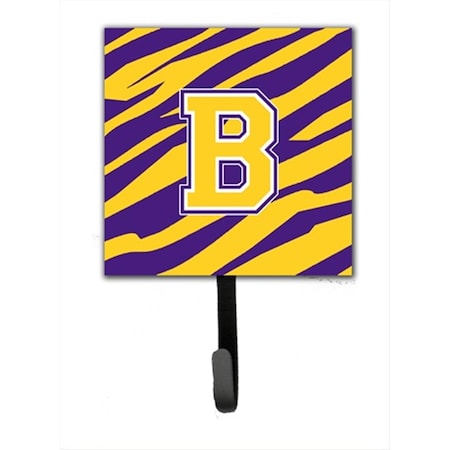 Carolines Treasures Initial B Tiger Stripe - Purple Gold Leash Holder Or Key Hook CJ1022-BSH4