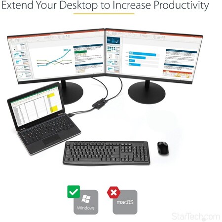 Startech.Com 2-PORT MINI DISPLAYPORT TO DISPLAYPORT MULTI-MONITOR ADAPTER DRIVES DUAL DP DISP MSTMDP122DP