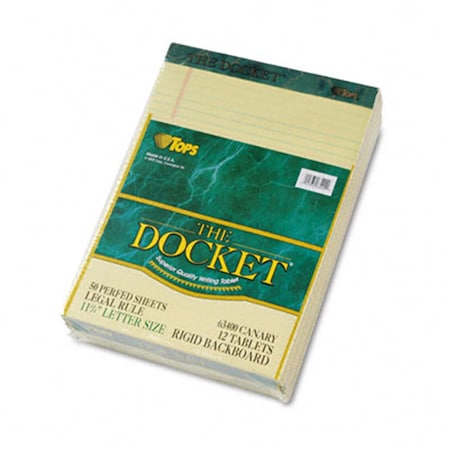 Tops Docket Ruled Perforated Pads Legal Rule Ltr Canary 12 50Sheet Pads/pk 63400