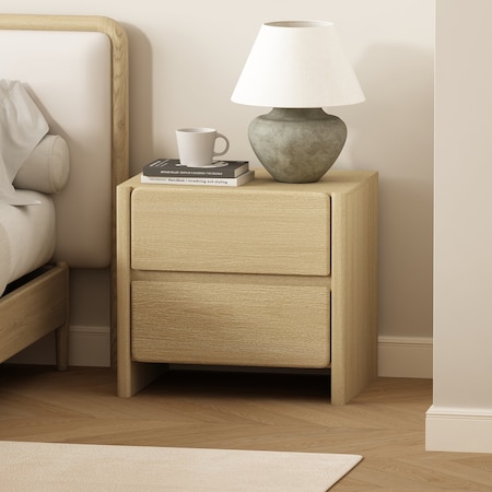 Manhattan Comfort Linda 24in Nightstand in Natural Oak (2-Drawer) NS015-NA