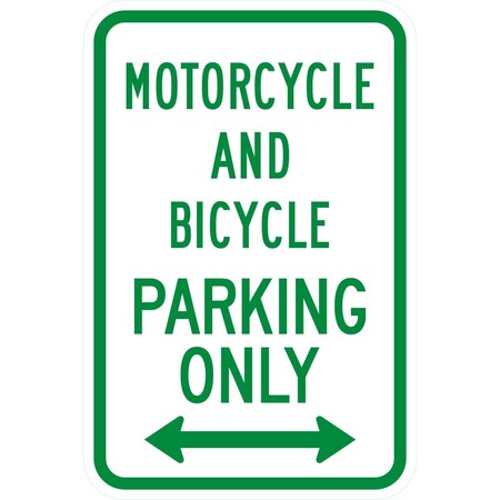 Lyle Motorcycle And Bicycle Parking Only <--->, 12x18, Engineer Grade, White G-3441-EG_12x18