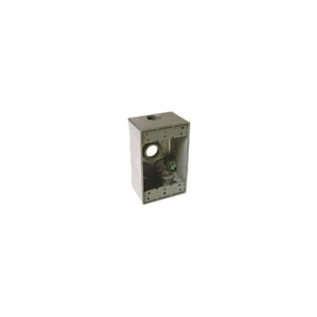 Bell Single Gang 1/2 In. 4-Outlet Gray Aluminum Weatherproof Electrical Outdoor Outlet Box 5321-0