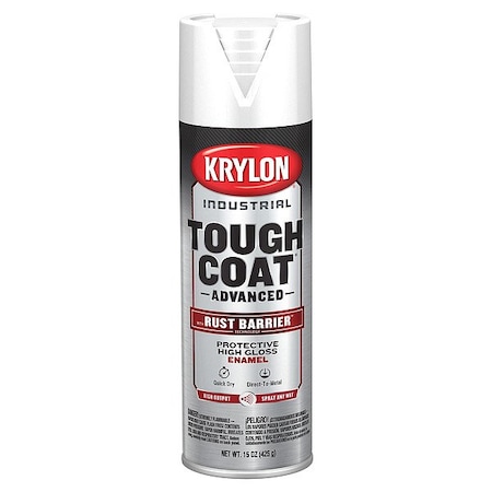 Krylon Industrial Spray Paint, White, Gloss, Solvent, 15 oz K00929008