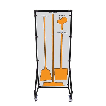 5S Supplies Housekeeping Shadow Board Broom Station V7, Gray / Orange, Kit, No Text HSB-V7-GRAY/ORANGE-KIT-NO TEXT
