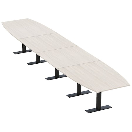 Skutchi Designs 20 Person Conference Table With Power Unit | 20' Boat Table | Harmony Series HAR-BOT-48X240-T.BK-K458-NA