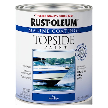 Rust-Oleum Marine Coatings Topside Paint, Navy Blue, Gloss, 1 Qt 396958