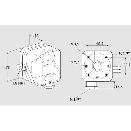 Honeywell Kromschroder Pressure Switch – Adjustable, Air/Flue Gas, -1.5 to 150 mbar KS84444970