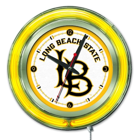 Holland Bar Stool Co Long Beach State University Double Neon 15" Clock Clk15LBStUn