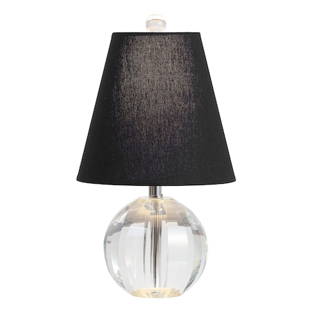 Jonathan Y Goddard 16" Crystal Ball/Metal LED Table Lamp, Clear/Black JYL2079B