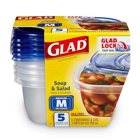 Glad Medium Soup and Salad, 24 oz, Plastic, Clear BBG10076