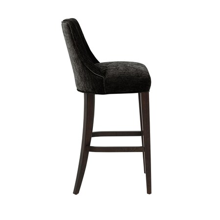 Manhattan Comfort Beever Chenille Wood Upholstered Barstool in Black BS027-BK