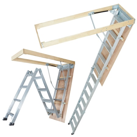 Vevor Folding Attic Ladder Aluminum Adjustable Portable Loft Stairs Ceiling A7