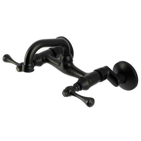 Kingston Brass Double-Handle Wall Mount Bar Faucet, Matte Black KS312MB