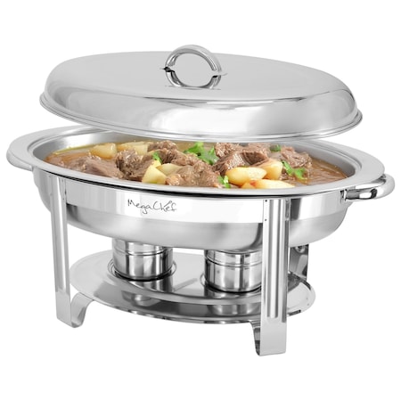 Megachef 5.8Qt Stainless Steel Oval Professional Chafing Dish/Food Warmer/Buffet Server Serving Dish MG-431202