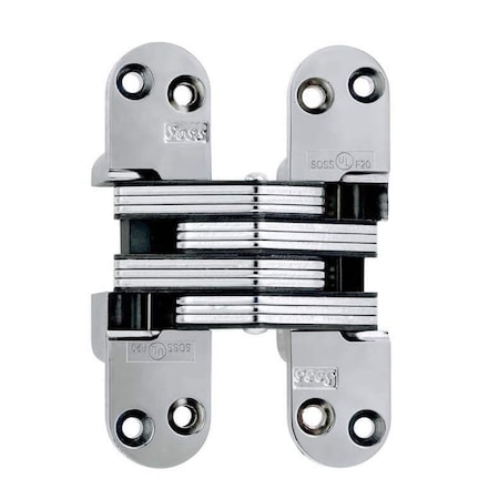 Universal Industrial Soss 1-1/8in x 4-5/8in Heavy Duty Invisible Hinge for 1-3/4in Doors Bright Chrome Finish 218US26