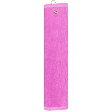 Towelsoft Premium 16 inch x 26 inch Velour Golf Towel with Tri-fold Hook & Grommet Placement-Hot Pink Golf-GV1201TR-HPNK