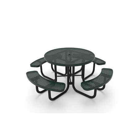 Mytcoat 46in Round Portable Outdoor Table, Green, Seats 8, Punched Steel, Textured Coating 804112