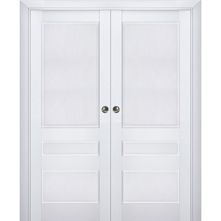 Sartodoors Sliding French Double Pocket Doors White 84x80 (2* 42x80) Solid Core Modern Interior VEREGIO7411DP-WS-84