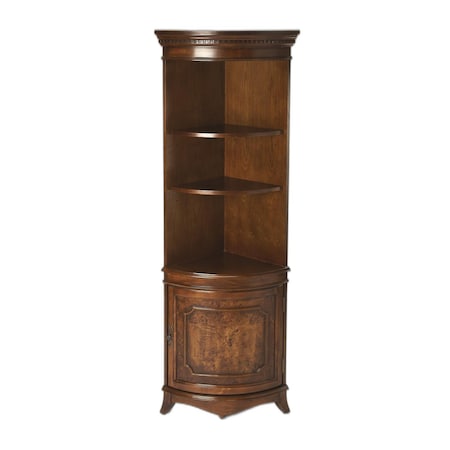 Homeroots 24in Brown Solid Wood Frame Standard Display Stand With Three Shelves 389732