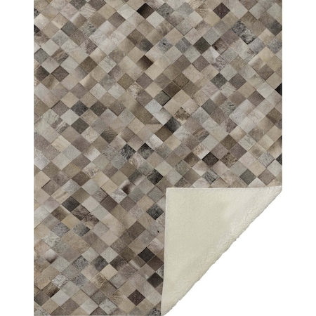Homeroots 50" X 70" Gray Beige And Black Geometric Microfiber Plush Throw Blanket 712410