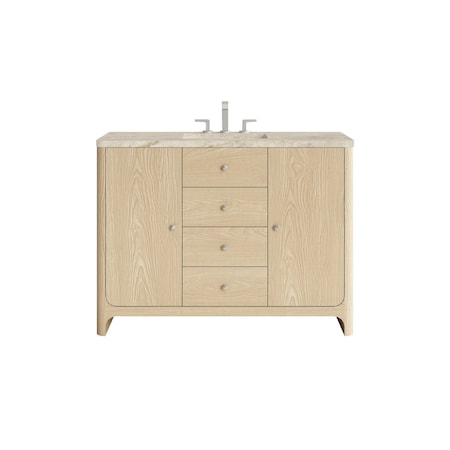 James Martin Vanities Gracyn 48" Single Vanity, Coastal Driftwood, w/ 3 CM Tajnar Eclos Widespread Top D125-V48-CSD-WTJR