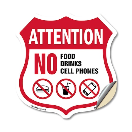 Signmission Property Shield Sign No Food No Drinks N, 12 Inch X 12 Inch, Vinyl Decal SHI-D-12-455