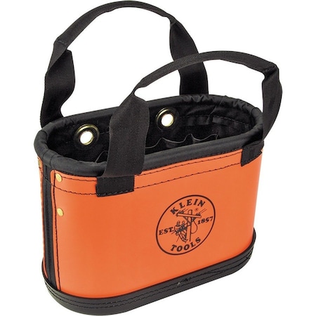 Klein Tools Bucket Bag, Orange, Plastic Exterior, Denier Polyester Interior, Polypropylene Bottom, 15 Pockets 5144HBS
