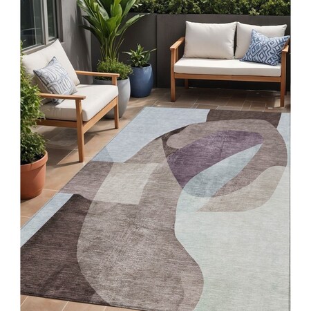 Homeroots 5' X 8' Brown And Taupe Abstract Washable Indoor Outdoor Area Rug 630442