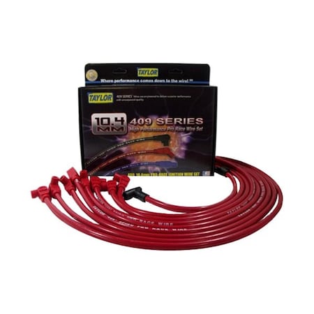 Taylor Cable 90 deg Spiro Pro Race Ignition Wire Set, Red for Chevy Small Block Engine 79230