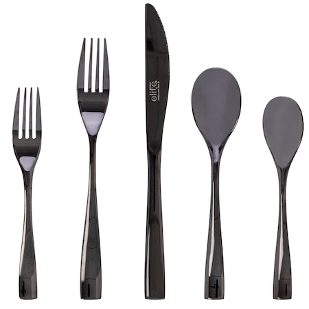Gibson Elite Holland Road 20 Piece Black Stainless Steel Flatware Set 137376.2