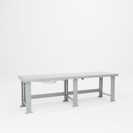 Pucel Steel Top Hydraulic Bench, 28 in W x 96 in L x 28 in D x 29 in-45 in H, Light Blue HBS-2896-E16