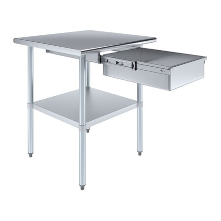 Amgood 30 in. x 30 in. Stainless Steel Table With Drawer AMG WT-3030 + DRAWER-1520-Z
