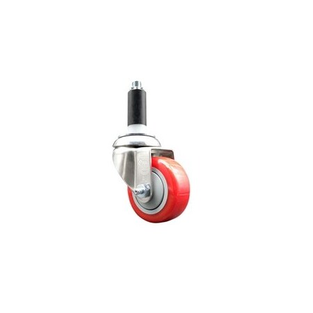 Service Caster 3 Inch 316SS Red Polyurethane Wheel Swivel 1-1/8 Inch Expanding Stem Caster SCC-SS316EX20S314-PPUB-RED-118